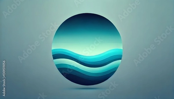 Fototapeta A smooth ocean gradient blending deep navy blue, turquoise, and seafoam green, creating a cool and calming aesthetic