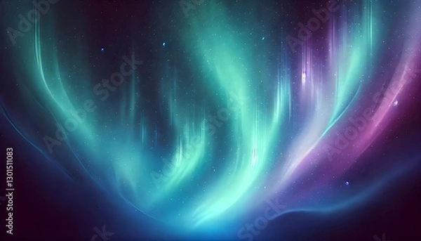 Fototapeta A smooth aurora gradient blending emerald green, deep blue, and violet, creating a mesmerizing and elegant aesthetic