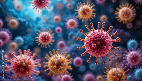 Fototapeta Exploring the impact of viruses scientific research laboratory microscopic view health awareness