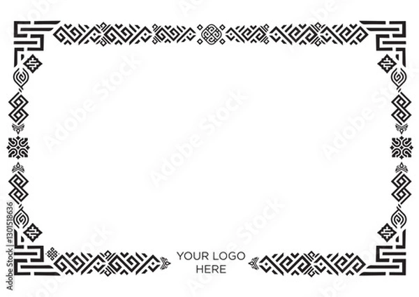 Obraz Eastern decorative geometric frames and seamless borders. Islamic oriental style