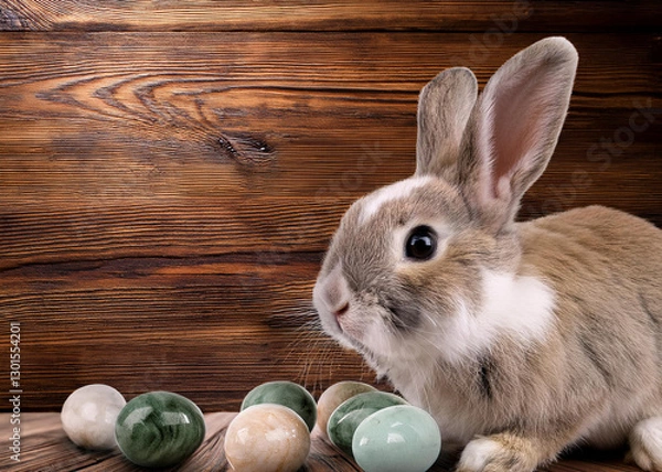 Obraz marble easter eggs with little rabbit
