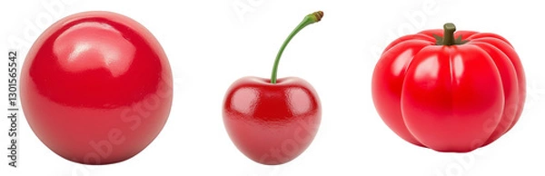 Fototapeta Red Fruits Displayed on a White Isolated on transparent background