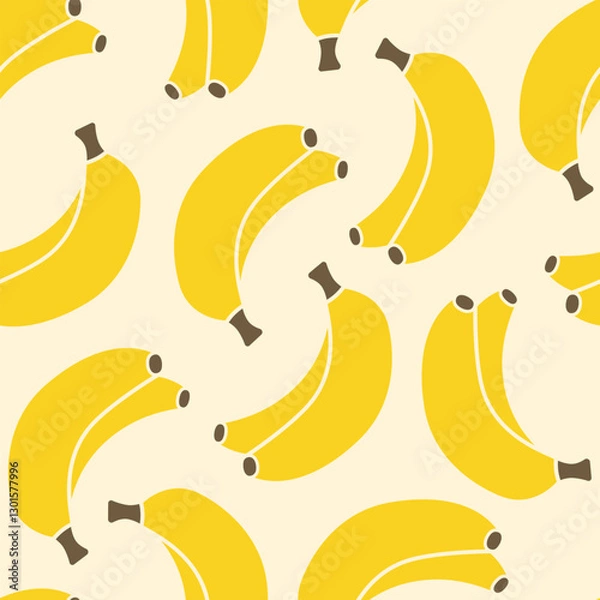 Fototapeta Yellow bananas on beige background. Vector seamless pattern. Exotic tropical fruit.