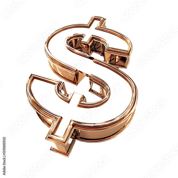 Fototapeta Shiny Golden Dollar Sign on transparent Background