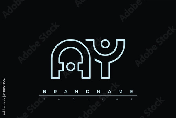 Fototapeta AY Technology Letter  Logo Template. This tech letter logo is a graphic mark that uses letters to represent a technology company.