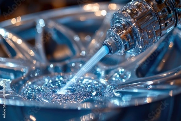 Fototapeta Sparkling Stream: Metal Surface Coating with Glittering Particles