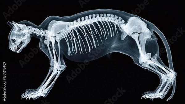 Fototapeta Feline Skeletal Structure: X-Ray View of a Cat's Anatomy
