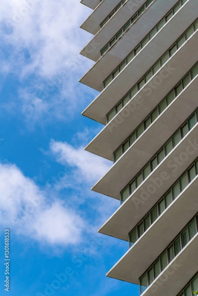 Fototapeta MIAMI, FLORIDA - CIRCA MAY, 2022: High end condo with floor to ceiling windows