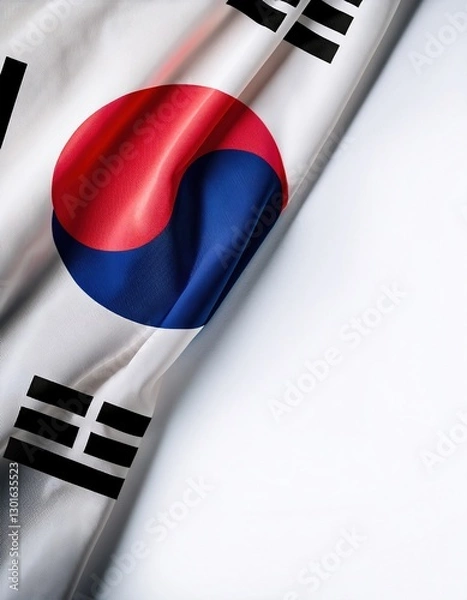Obraz South Korean flag displayed with its symbols and colors on a white background