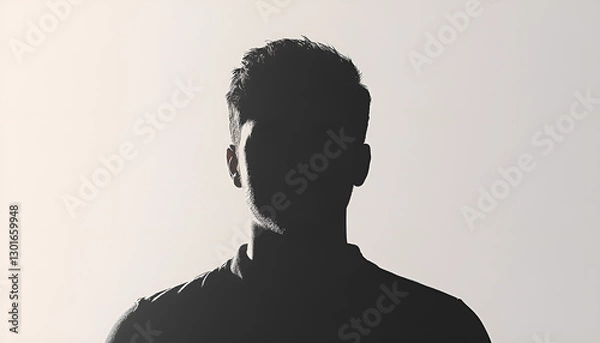 Fototapeta Anonymous person. Shaded portrait of man on grey gradient background