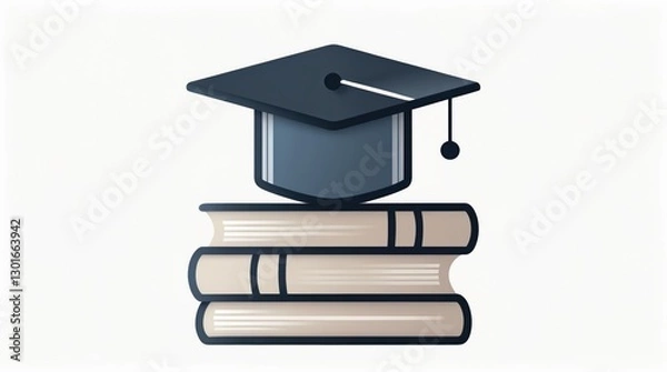 Fototapeta Graduation Cap on Stack of Books: Symbolizing Education and Academic Achievement