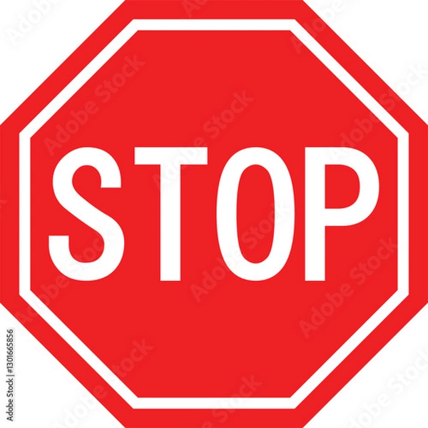 Fototapeta  Stop Sign Icon, red sign, isolated on white background, Vector illustration.