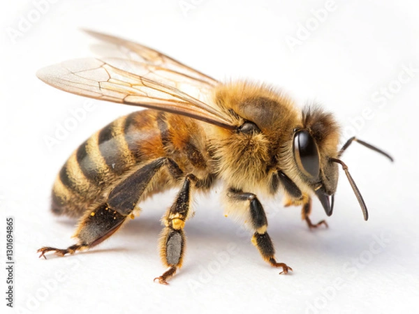 Fototapeta Honeybee (Apis mellifera) with Pollen on White Background