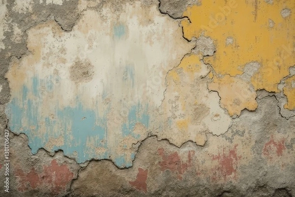 Fototapeta Textured Aged Wall with Cracked Paint and Faded Colors