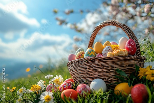 Obraz easter eggs in a basket