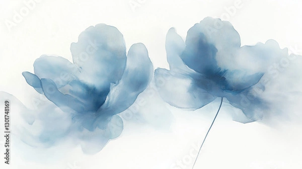 Obraz blue flowers abstract with white background