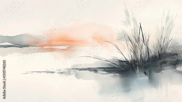 Obraz abstract watercolor flowers in a pond 