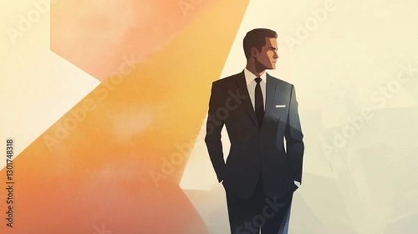 Obraz business man in front of a wall