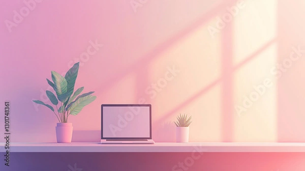 Obraz work from home with laptop 