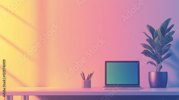 Obraz work from home with laptop 