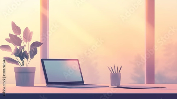 Obraz work from home with laptop 