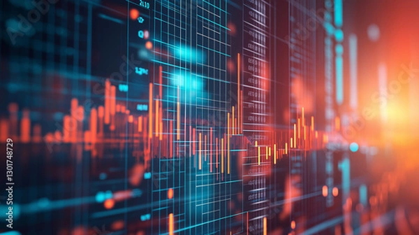 Obraz abstract digital background showing time series charts