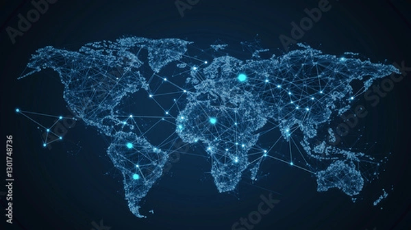 Obraz world map on blue background connectivity 