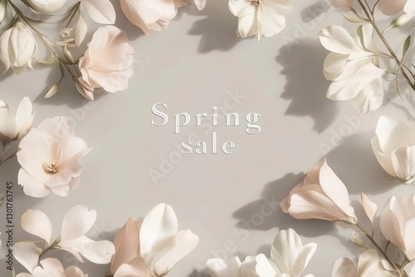 Fototapeta Spring sale captures the essence of floral elegance, inviting customers to indulge in seasonal beauty and creativity. Generative AI