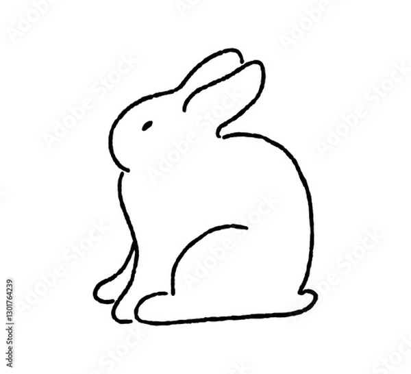 Fototapeta Hand-drawn rabbit line art. Ink brush vector illustration isolated on the white background. Rabbit logo in loose style