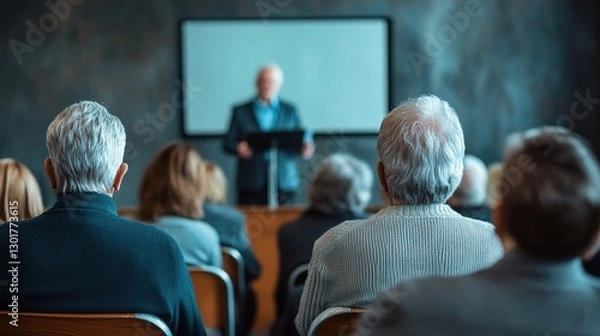 Fototapeta Engaging retirement planning seminar for seniors at community center an informative educational event
