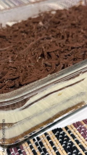 Obraz Airy tiramisu with chocolate chips.