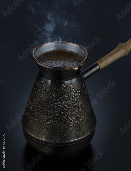 Obraz natural coffee beans with coffee maker.