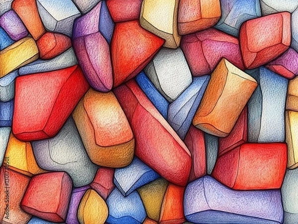 Fototapeta Abstract Multi-Colored Geometric Shapes Graphic Design Background Image