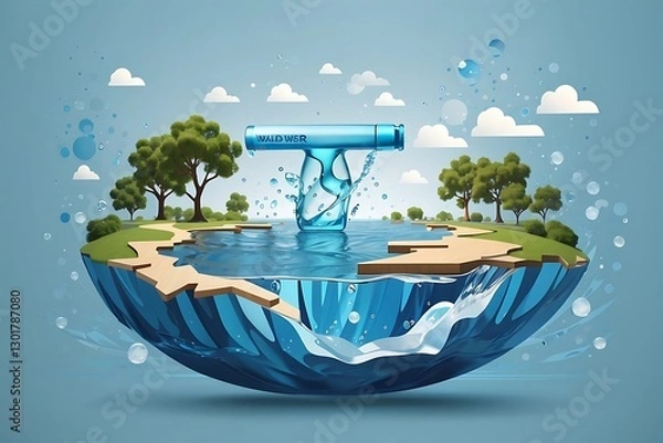 Fototapeta Simple and Realistic World Water Day Poster