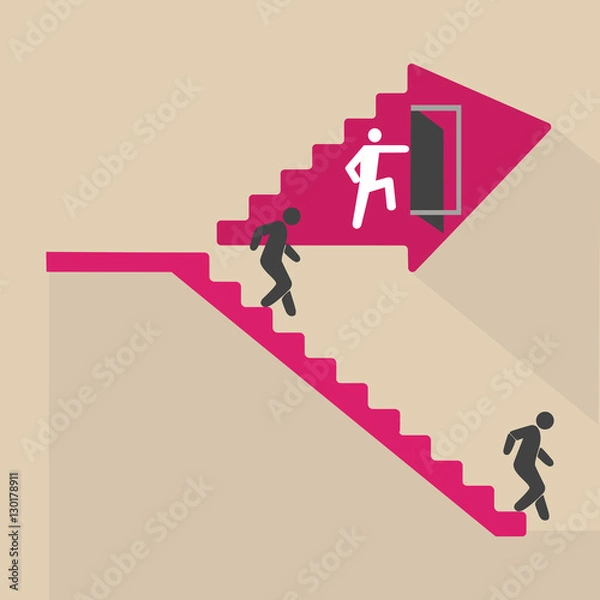 Fototapeta Stairs icon vector illustration.Man on Stairs going up symbol