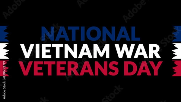 Fototapeta National Vietnam War Veterans Day text with side lines on a black background. Which is observed every year in March to celebrate and wish National Vietnam War Veterans Day