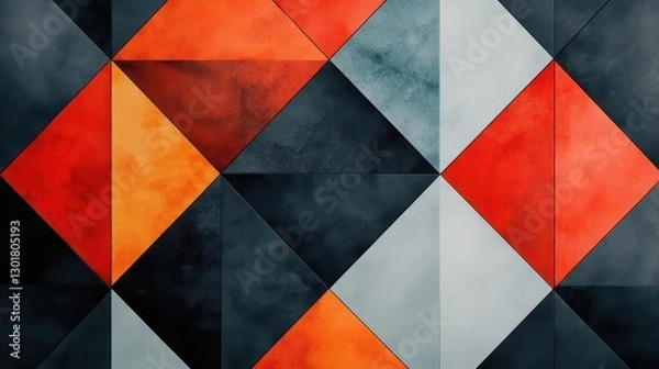 Obraz Vibrant Geometric Pattern Featuring Interlocking Red and Grey Squares Creating a Modern Abstract Design Evoking Energy and Visual Harmony in Art