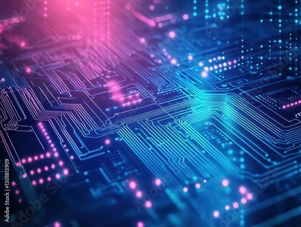 Fototapeta Intricate Circuit Board Featuring Complex Pathways and Connections Highlighting Modern Technology and Innovation in a High-Tech Environment