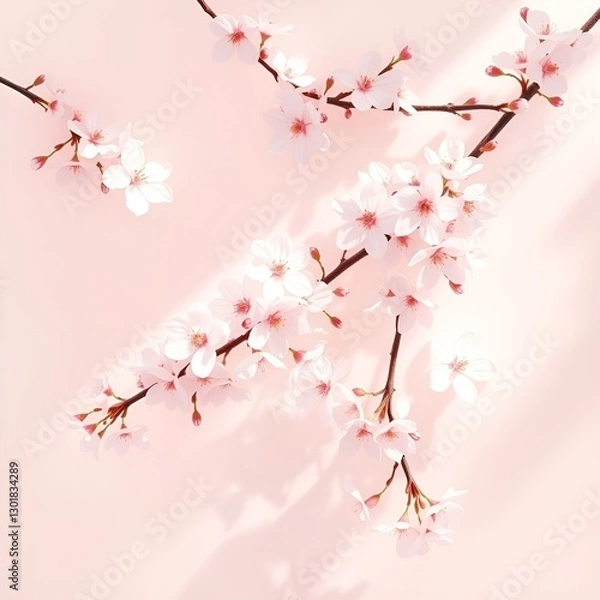 Obraz 분홍 배경에 벚꽃