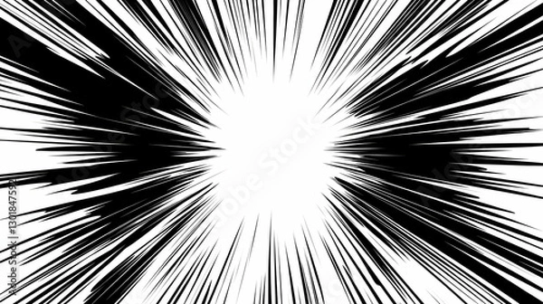 Fototapeta Abstract Background, Black and White Radiating Lines Illustration