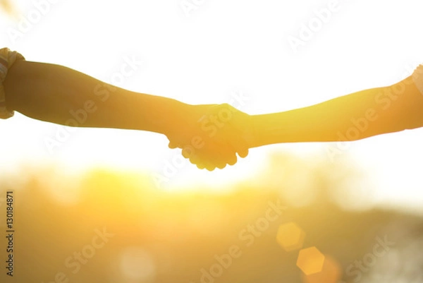 Fototapeta Handshake : Photos of hands touch each other