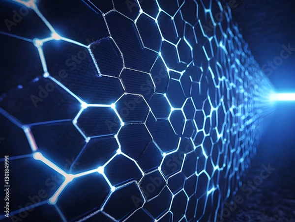 Obraz 3D Abstract Background Hexagon Pattern Blue Light Illustration