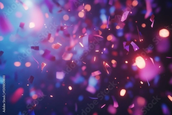 Fototapeta Vibrant confetti explosion against a dark, moody background.