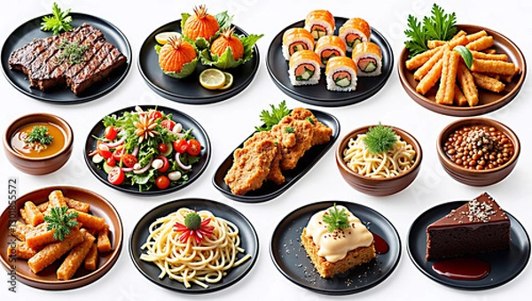 Obraz Include diverse cuisines such as grilled steaks with seared edges
