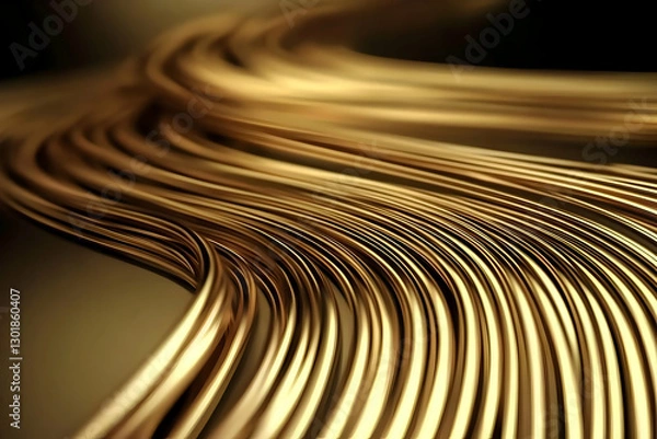 Fototapeta 3D Abstract Background Golden Lines Flowing Illustration