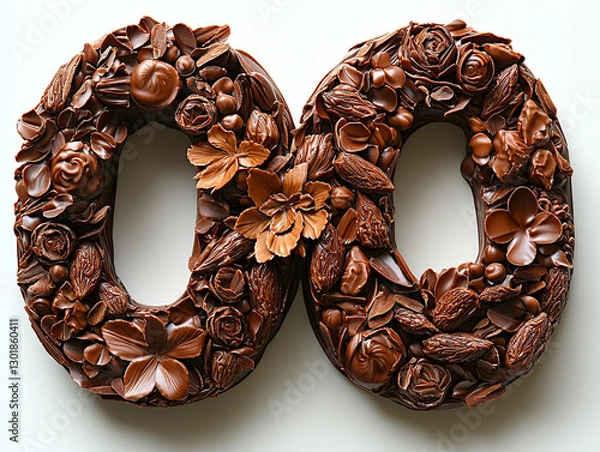 Fototapeta baroque, font, numbers, chocolate, unique, ornate, elegant, luxurious, vintage, decorative, artistic, rich, intricate, classic, golden, stylish, antique, fancy, aesthetic, royal, flourished, detailed,