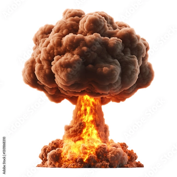 Fototapeta atomic explosion: nuclear mushroom blust on transparent background