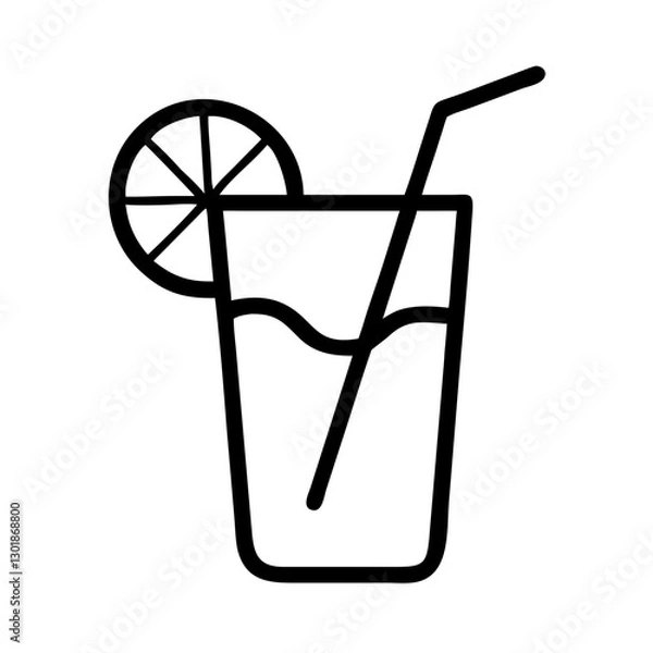 Fototapeta Refreshing drink icon in black outline vector style
