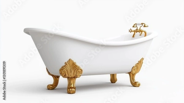 Fototapeta Classic White Bathtub on Gold Feet