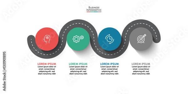Obraz Business road map timeline infographic icons designed for abstract background template